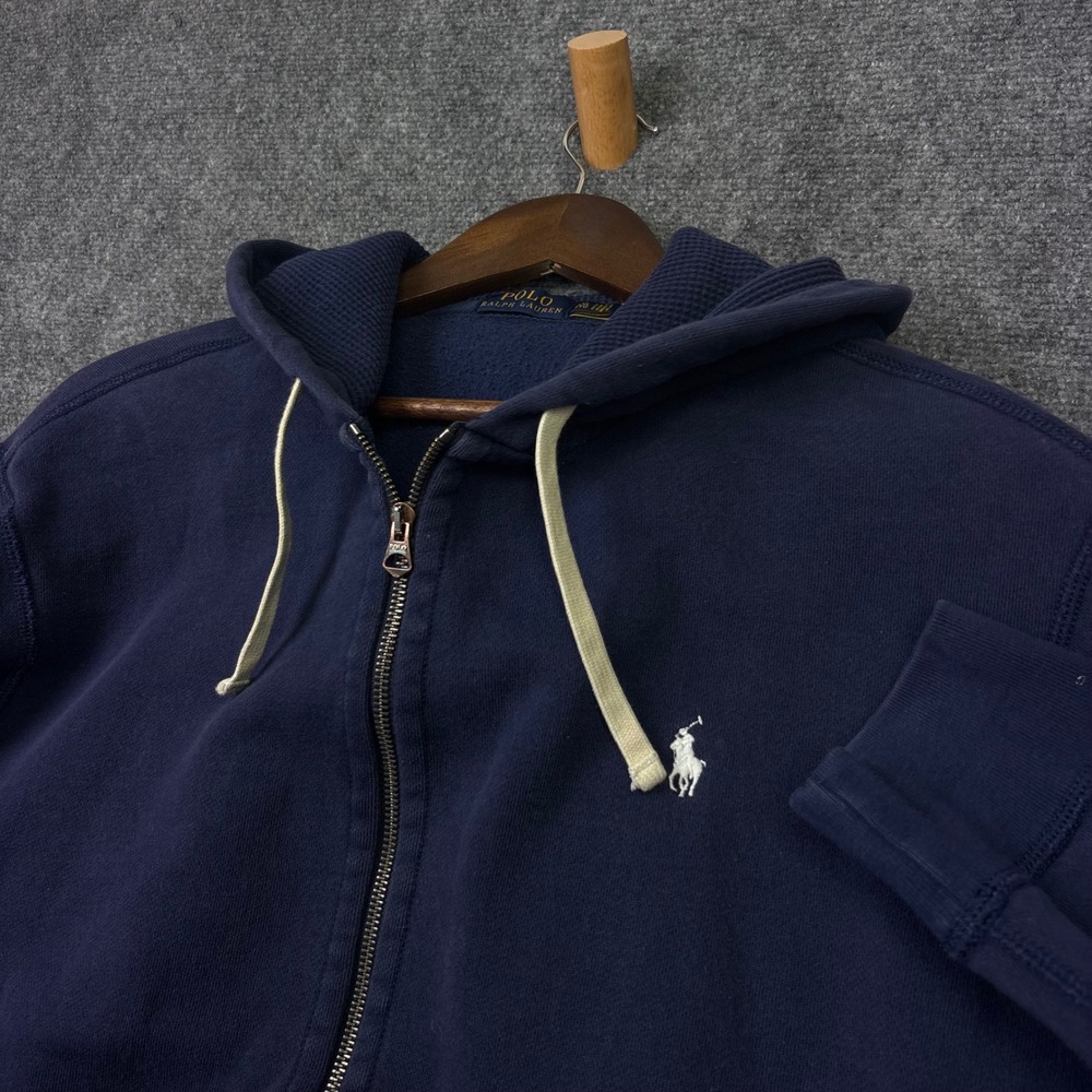 Polo Ralph Lauren Full Zip Hoodie Mens XXL Navy Blue Fleece Pony Logo 0696